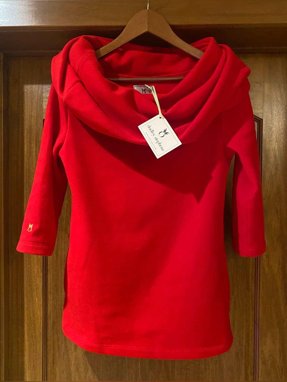 Dudley Stephens Calyer Red Vello Fleece Cowl Neck Sweater